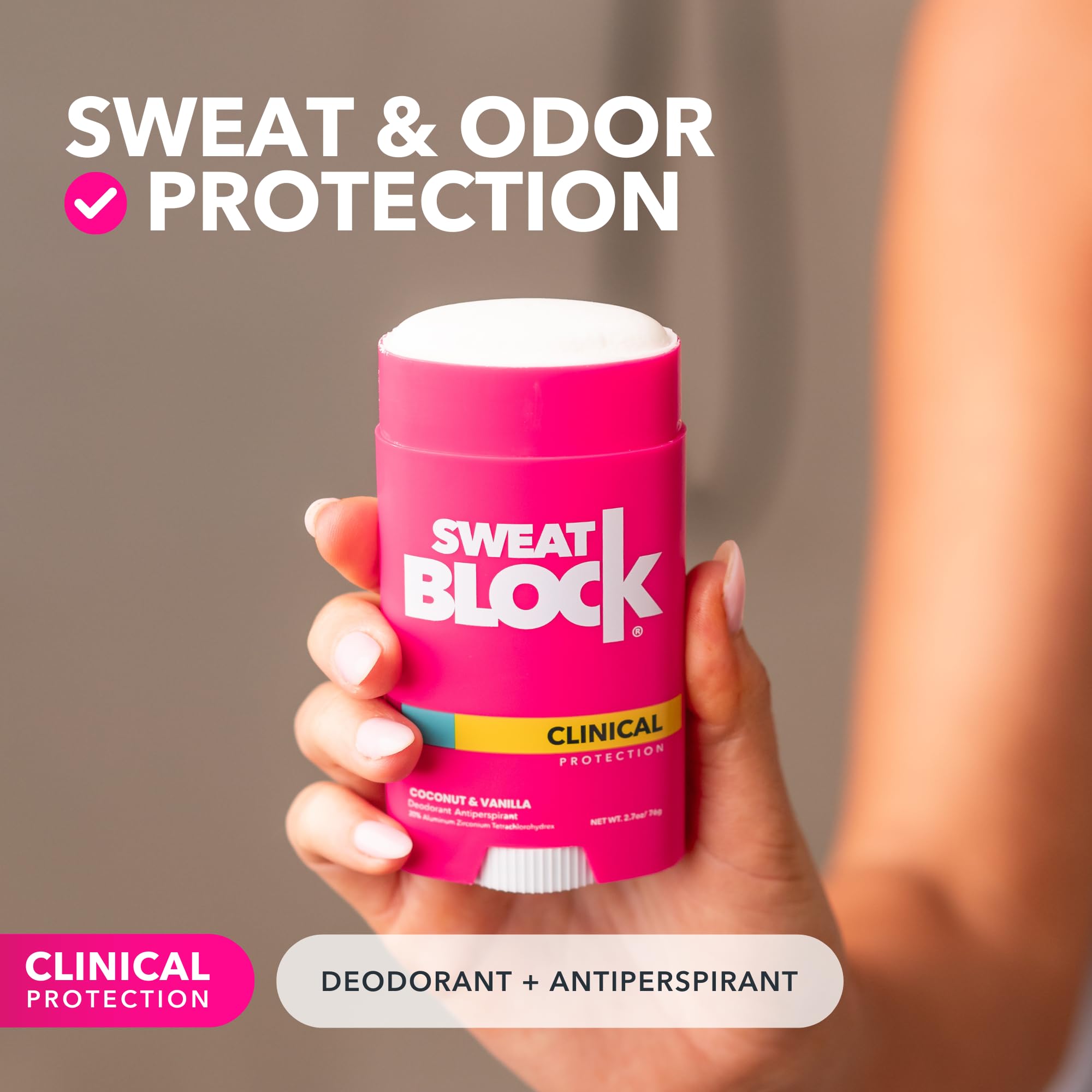 SweatBlock womens-deodorant packaging, elegant 2-pack design.