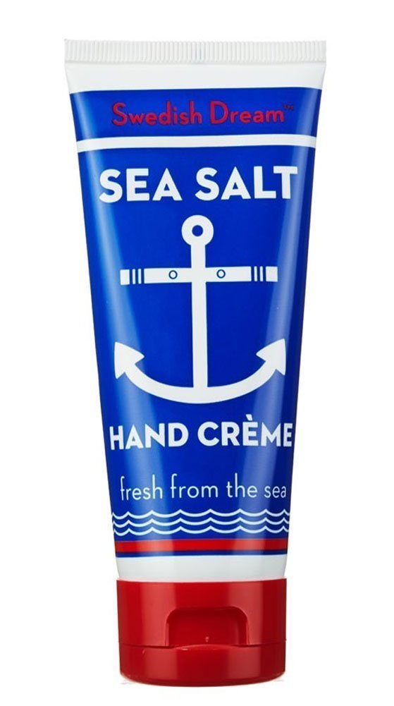 Swedish Dream Sea Salt Hand Creme tube closeup highlighting rich shea butter hydration.