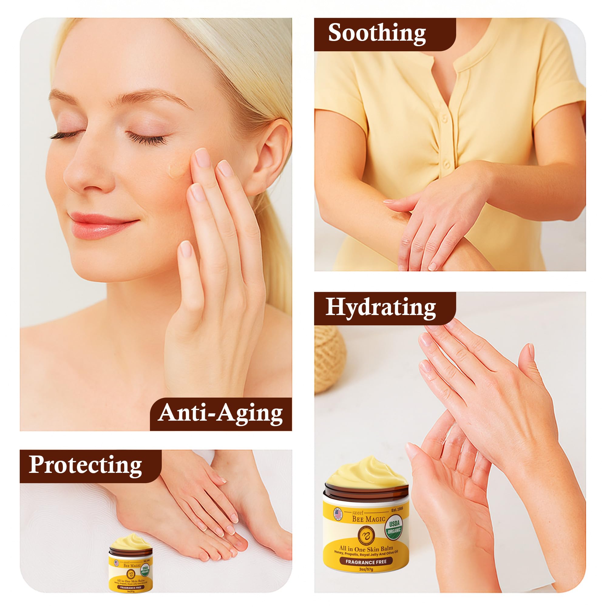 Sweet Bee Naturals Magic Balm body moisturizer smoothing ultra-dry skin.