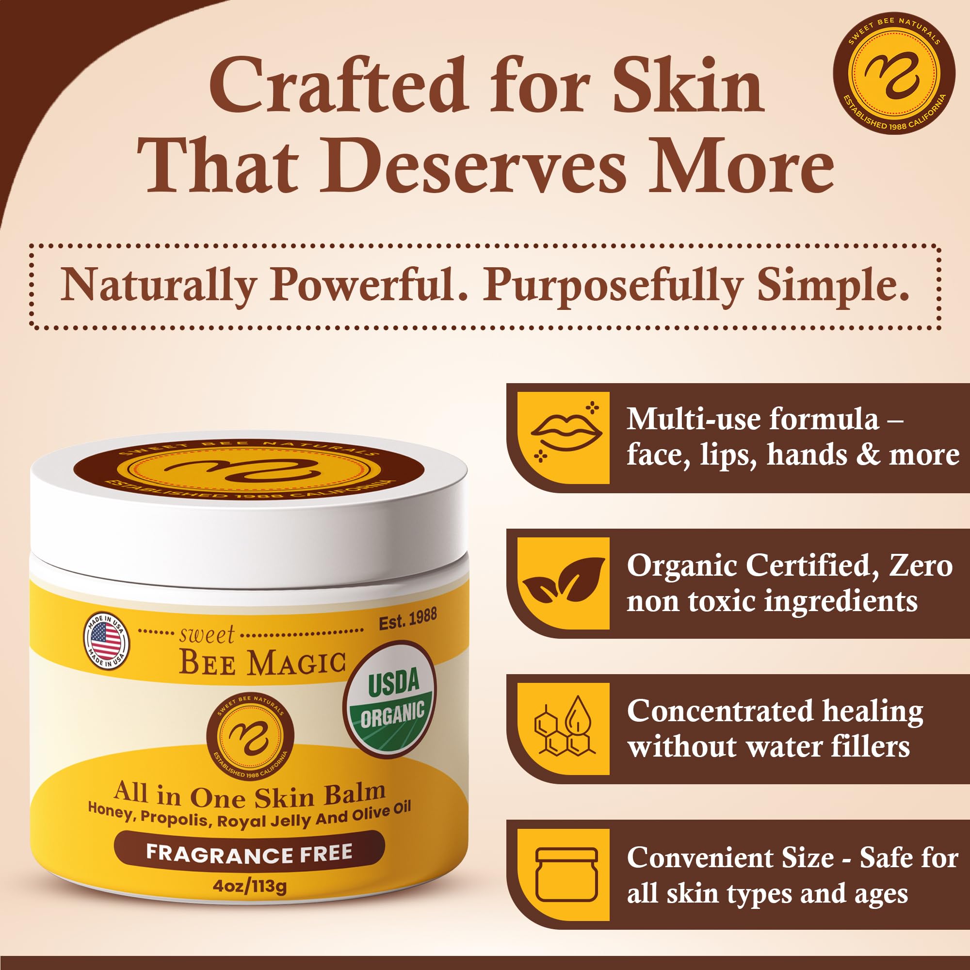 Sweet Bee Naturals Magic Balm texture swatch showing rich, non-greasy coverage.