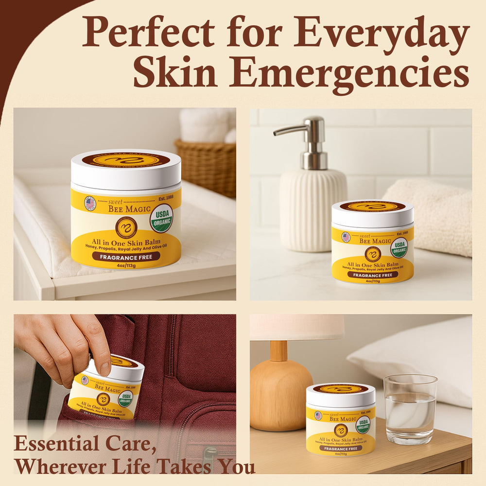 Sweet Bee Naturals Magic Balm USA-made label indicating ethical, small-batch production.