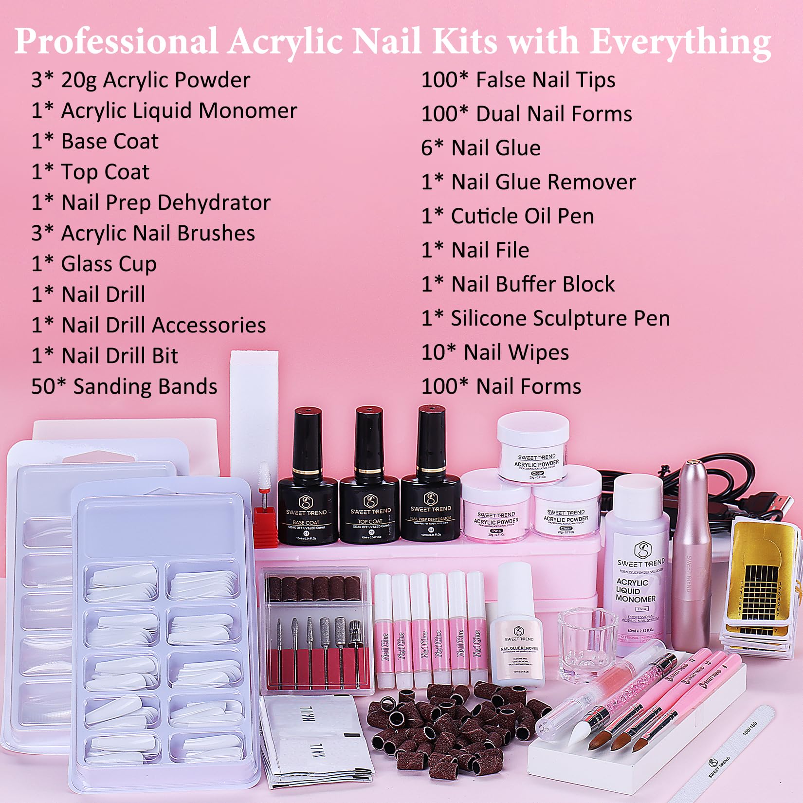 Sweet Trend acrylic liquid monomer 60ml for consistent adhesion and easy sculpting.
