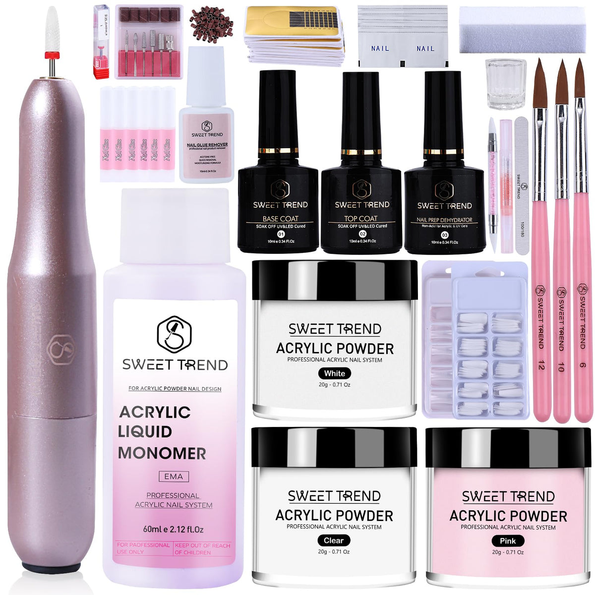 Sweet Trend acrylic nail kit powder 20g delivers smooth, even coverage for beginners.