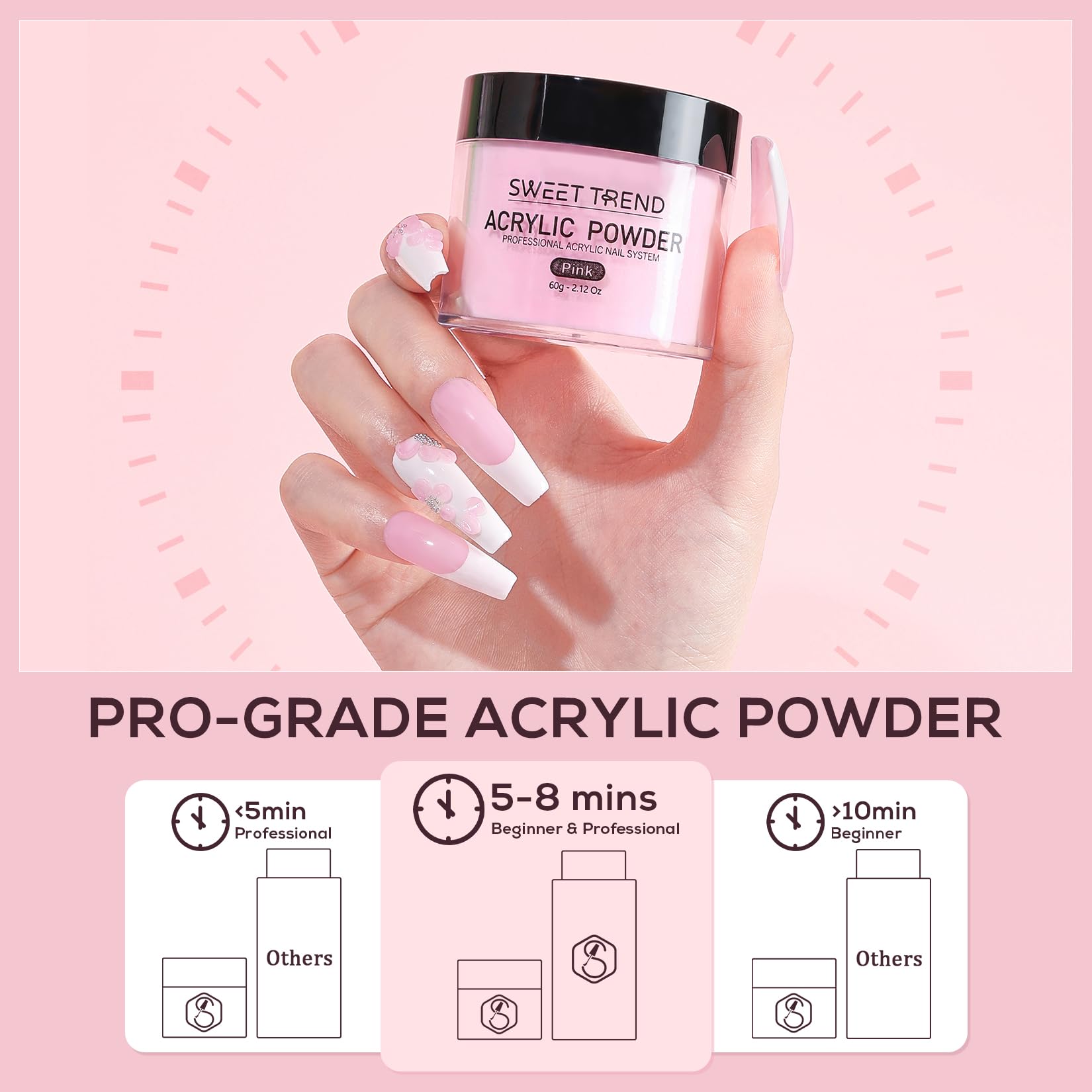 Sweet Trend acrylic nail powder nude 60g for seamless blends and natural look