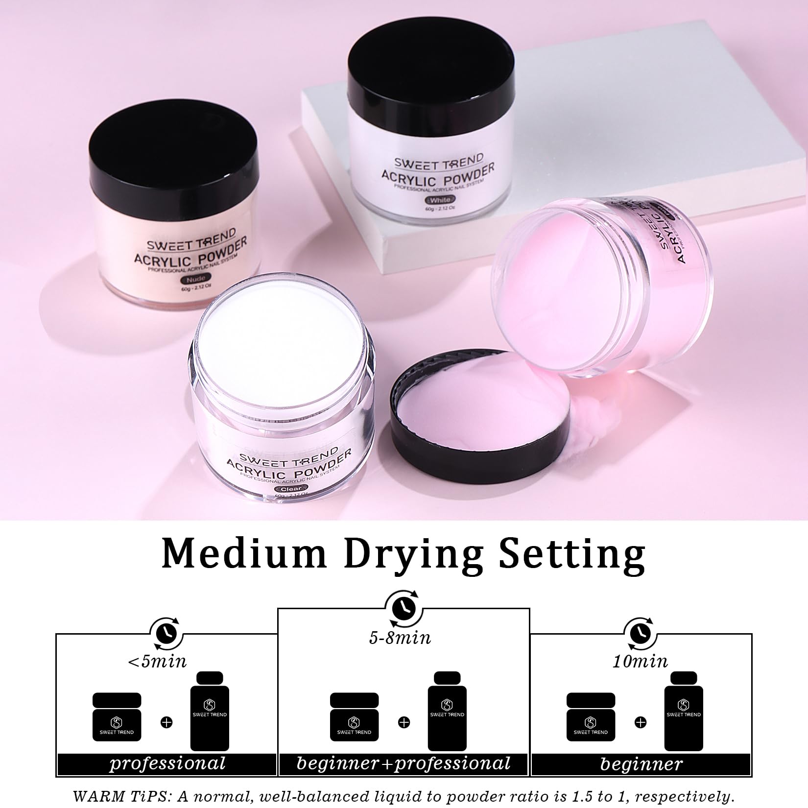 Sweet Trend base top coat for protective finish and long-lasting shine.