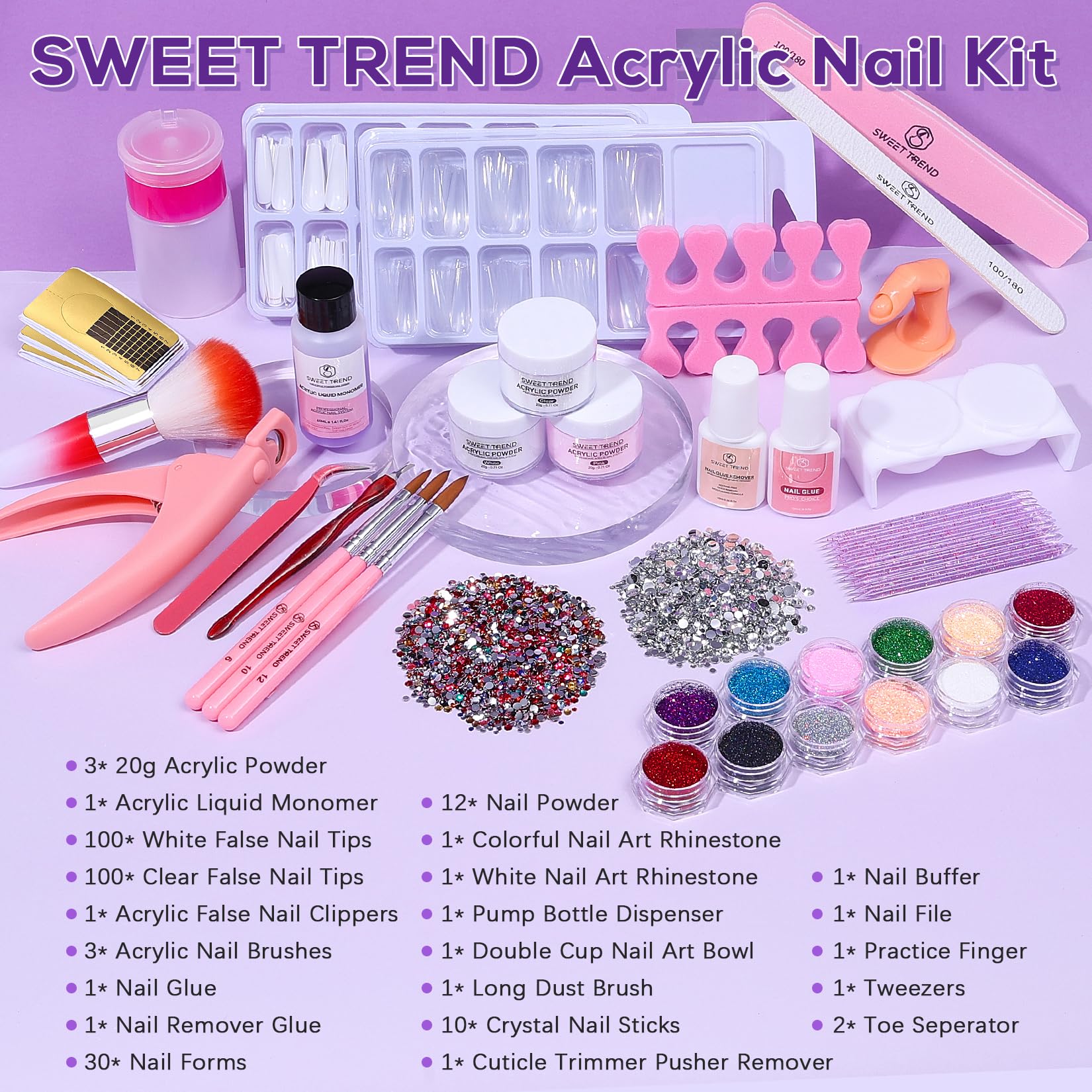 Sweet Trend glitter acrylic powder collection for sparkling extensions