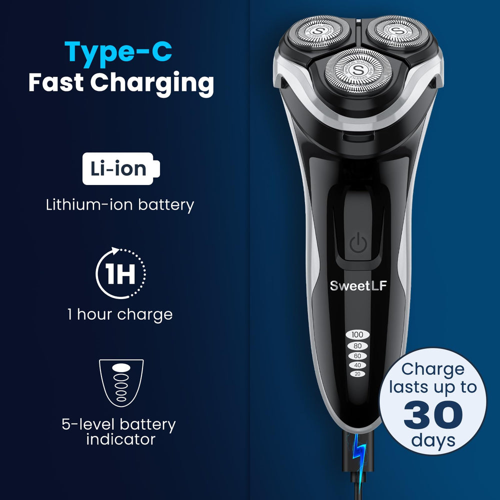 SweetLF Cordless 3D Rotary Electric Razor – Wet & Dry, Pop-up Trimmer ...