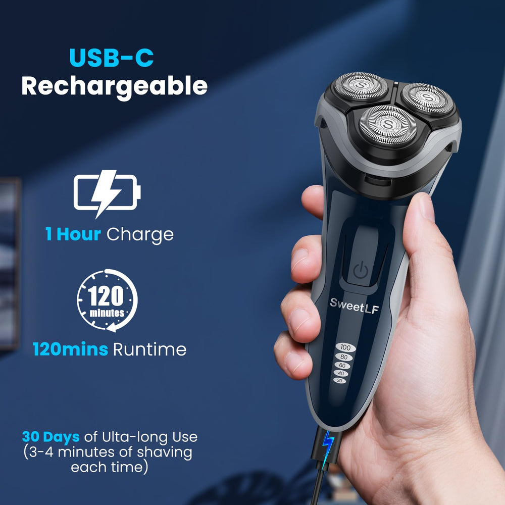 SweetLF blue razor Type-C charging enables quick top-ups