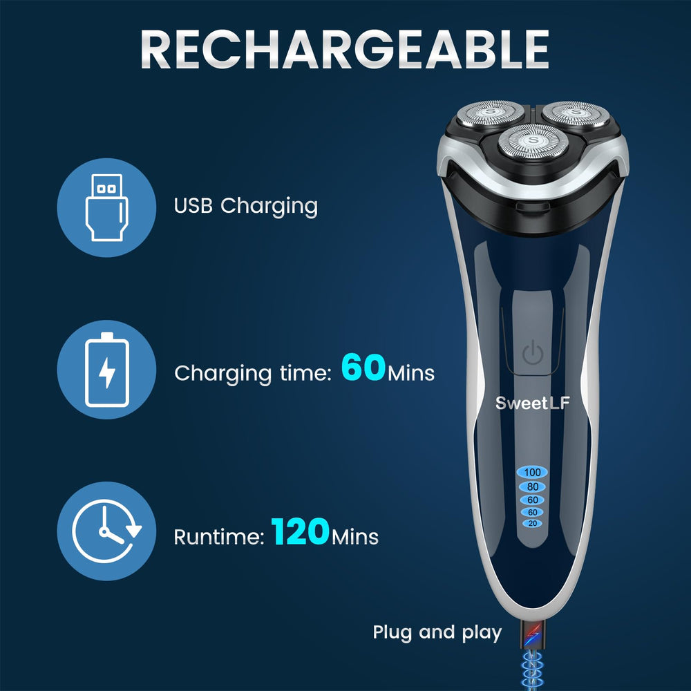 SweetLF electric razor IPX7 waterproof body supports wet or dry shaving.