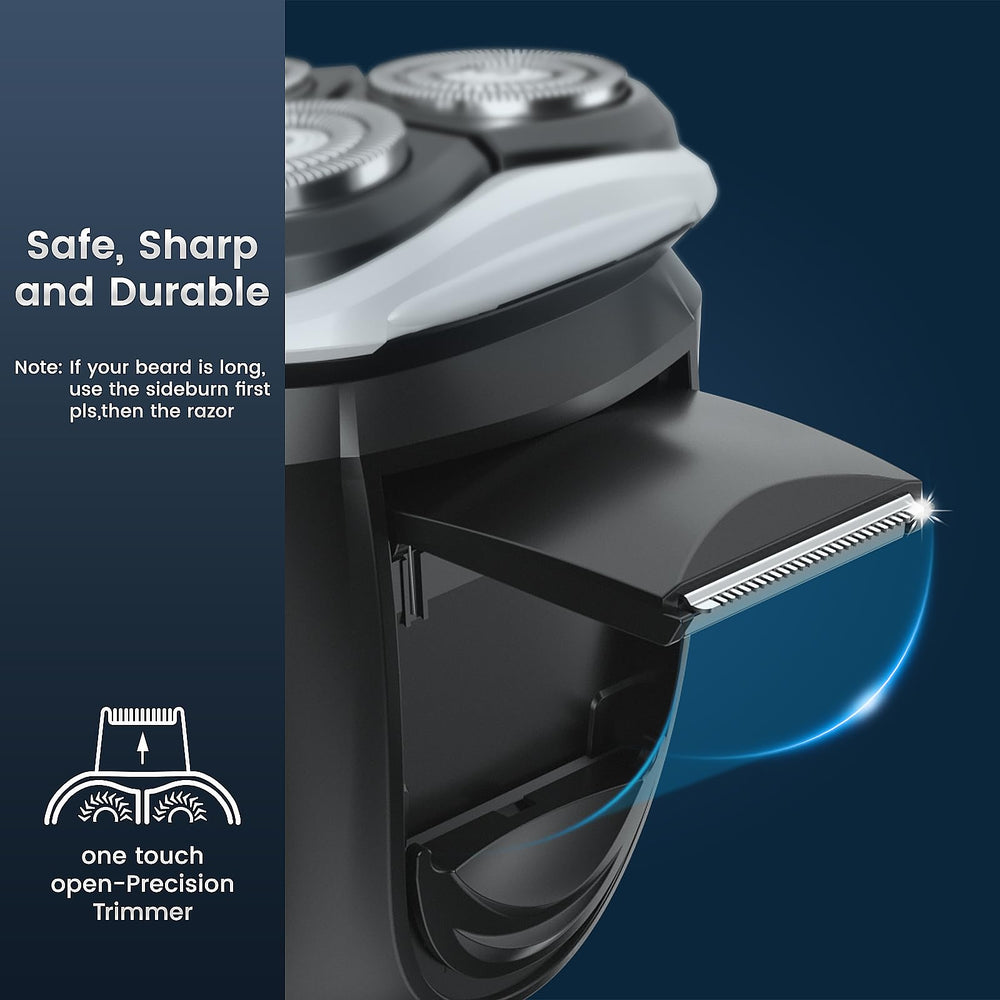 SweetLF electric razor navy blue close-up shows ergonomic grip for comfortable everyday handling.