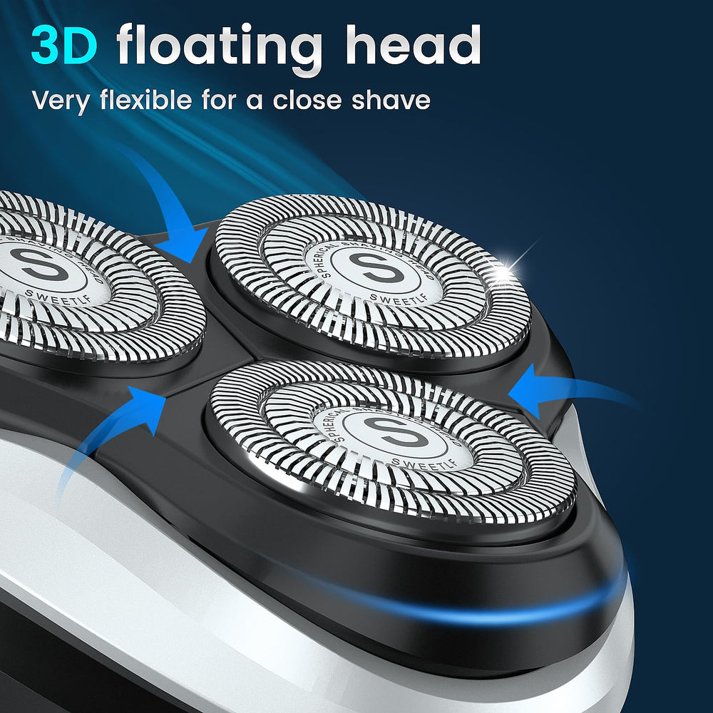 SweetLF electric razor USB-C charging highlights quick, long-lasting power for busy mornings.