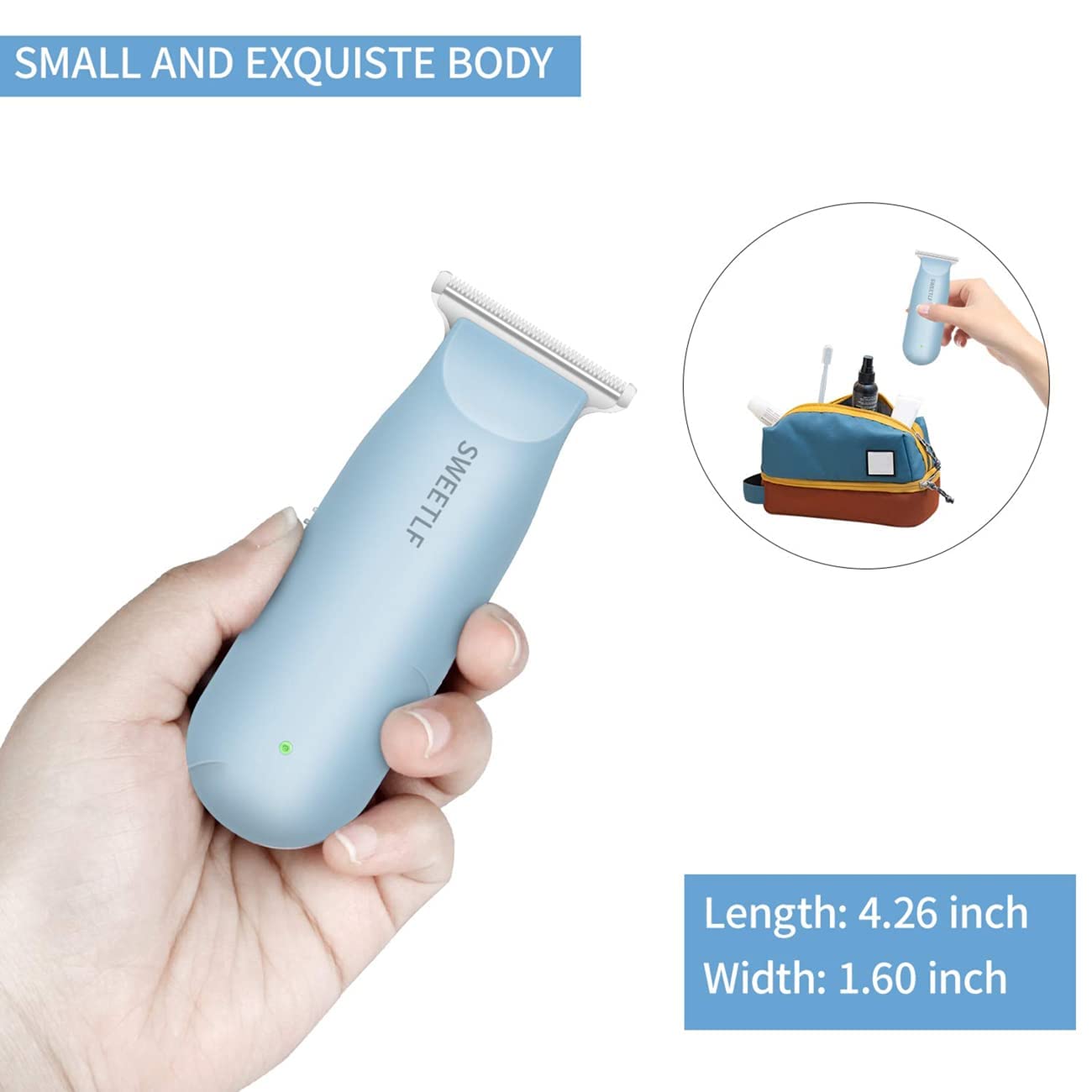 SweetLF hair clippers blue with 3 guide combs – precise 1mm, 2mm, 3mm length options.
