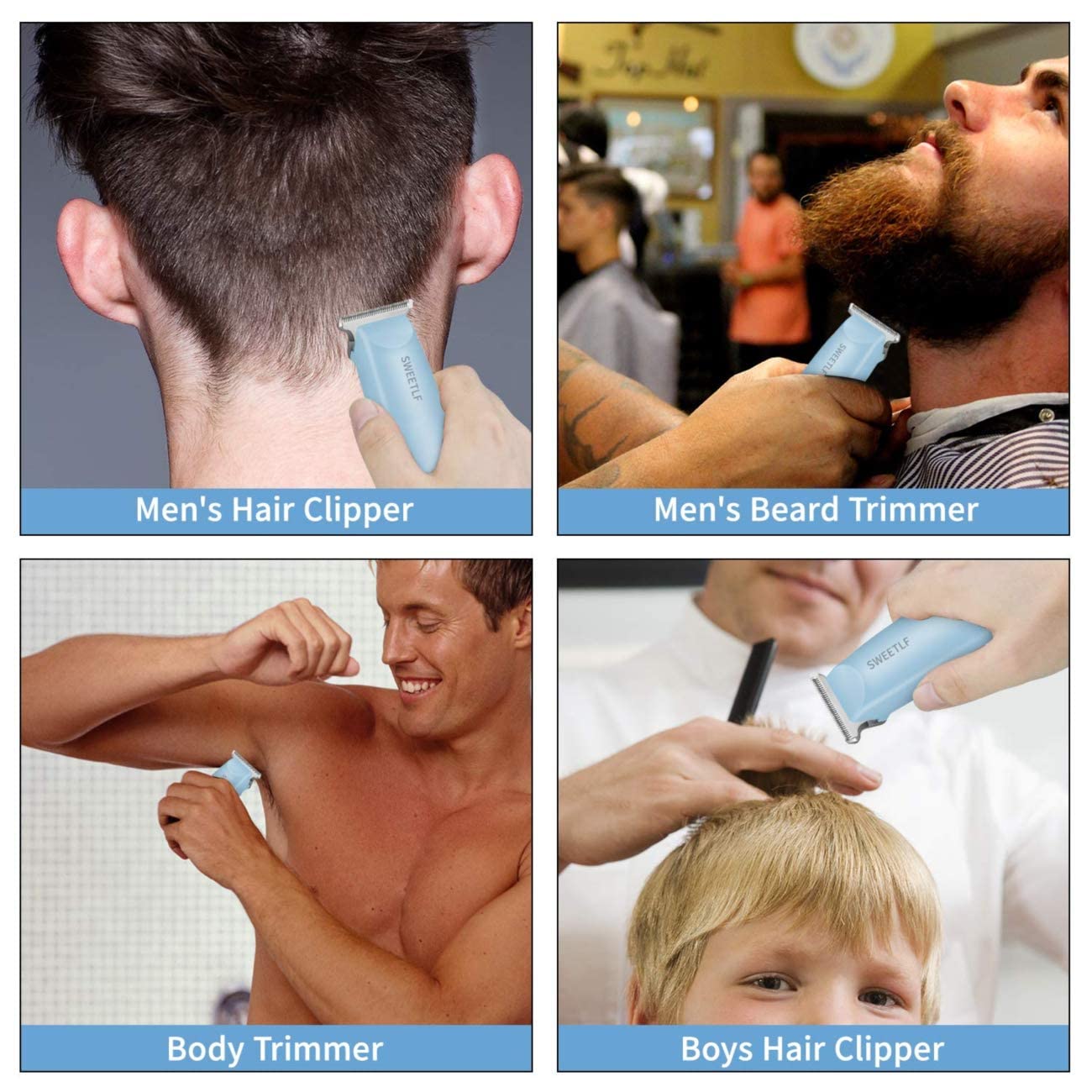 SweetLF hair clippers blue durable body – comfortable grip during precise trimming.