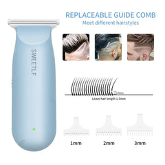 SweetLF hair clippers blue side view – slim profile ideal for travel grooming on the go.