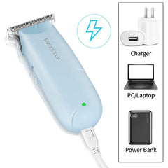 SweetLF hair clippers blue USB rechargeable – 45 minutes of cordless use after full charge.