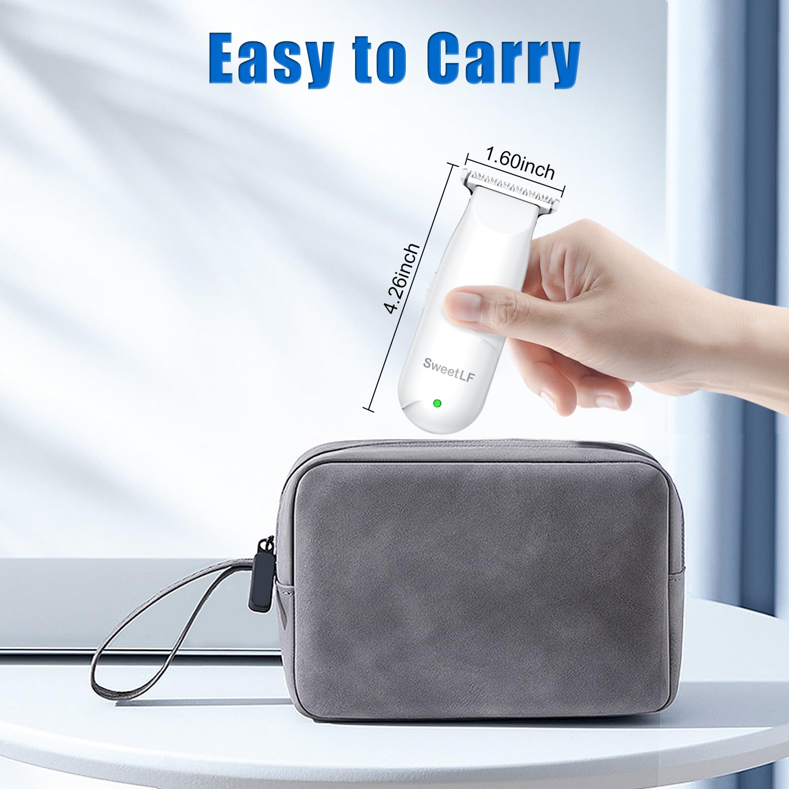 SweetLF Hair Clippers mini portable design shown for easy on-the-go grooming.