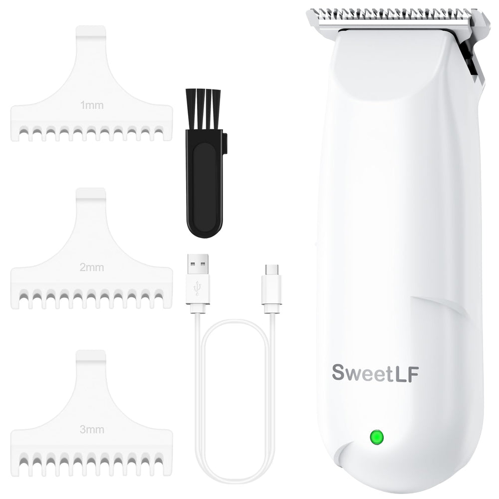 SweetLF Hair Clippers packaging closeup highlights compact design for quick purchasing decisions.