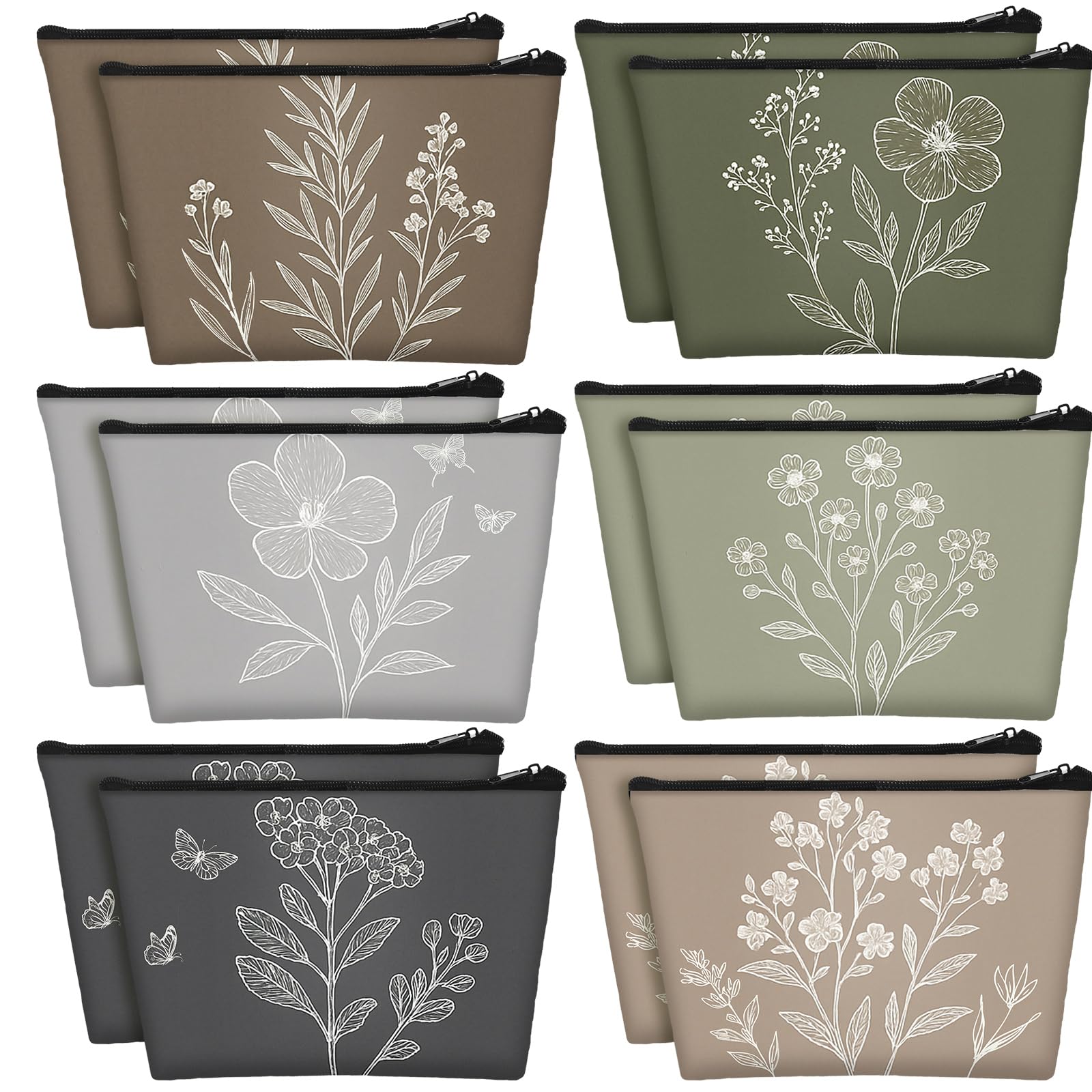 Sweetude vintage flowers makeup bag front view for organized cosmetics on the go
