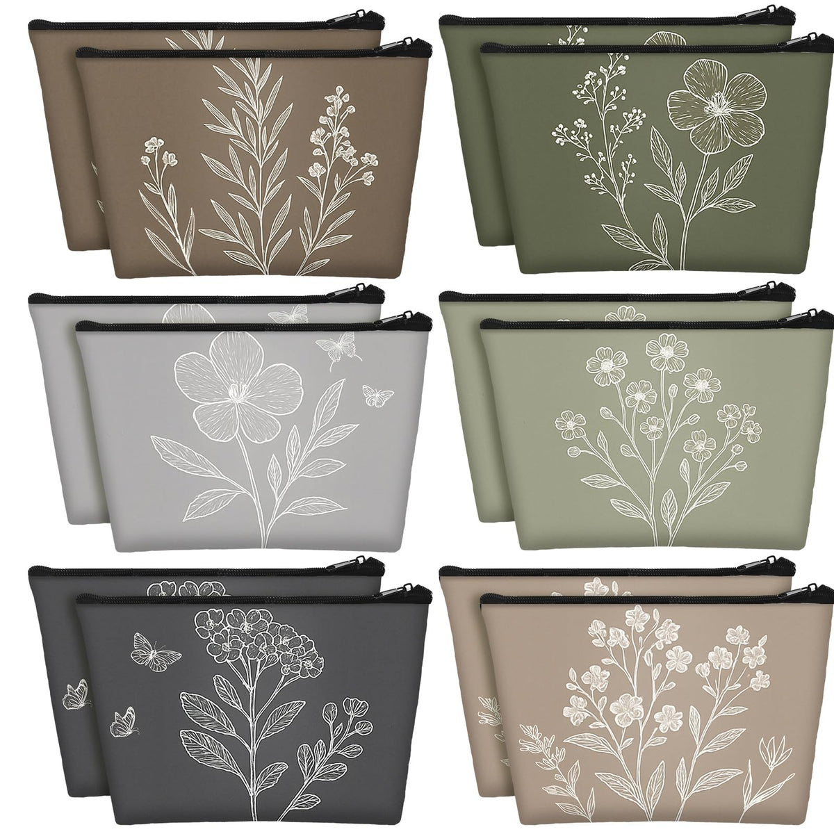 Sweetude vintage flowers makeup bag front view for organized cosmetics on the go