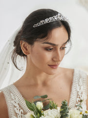 SWEETV bridal crown with side combs secures tiara for celebrations