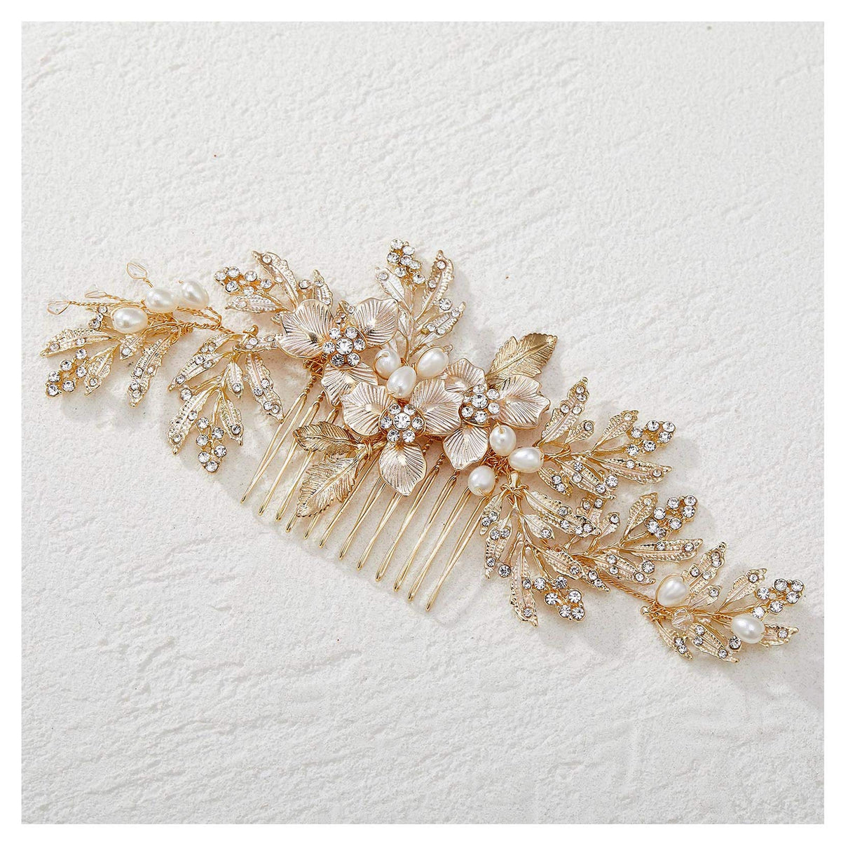SWEETV handmade wedding hair comb with rhinestones enhances bridal sparkle.