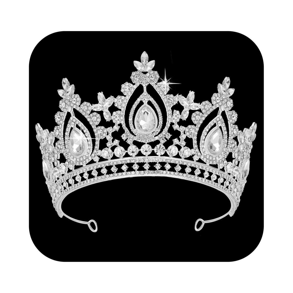 SWEETV Queen Crown crystal-embellished tiara for elegant events.