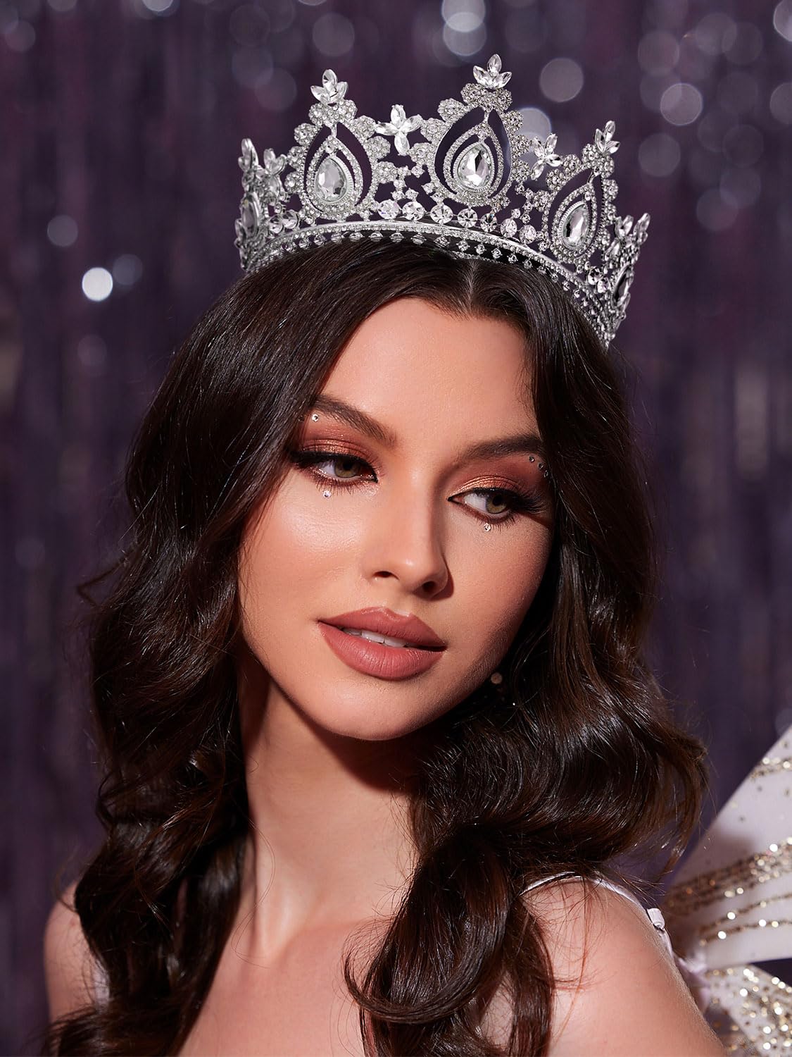 SWEETV tiara height 3.34 inches for regal presence.