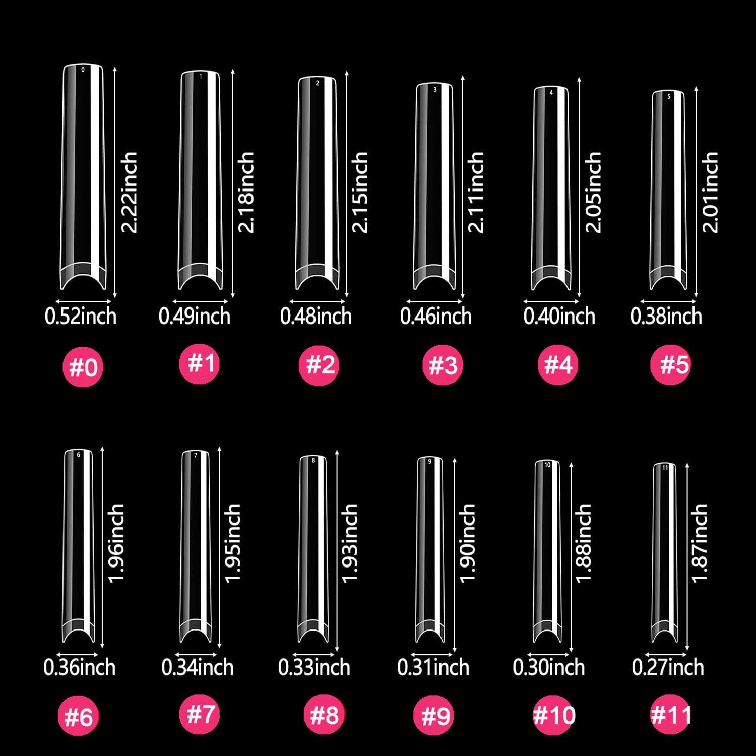 SWETIDY 12 sizes nail tips pack—pre-numbered tips for quick selection.