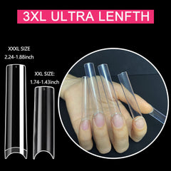 SWETIDY clear straight half-cover nail tips—versatile for acrylic or press-on looks.
