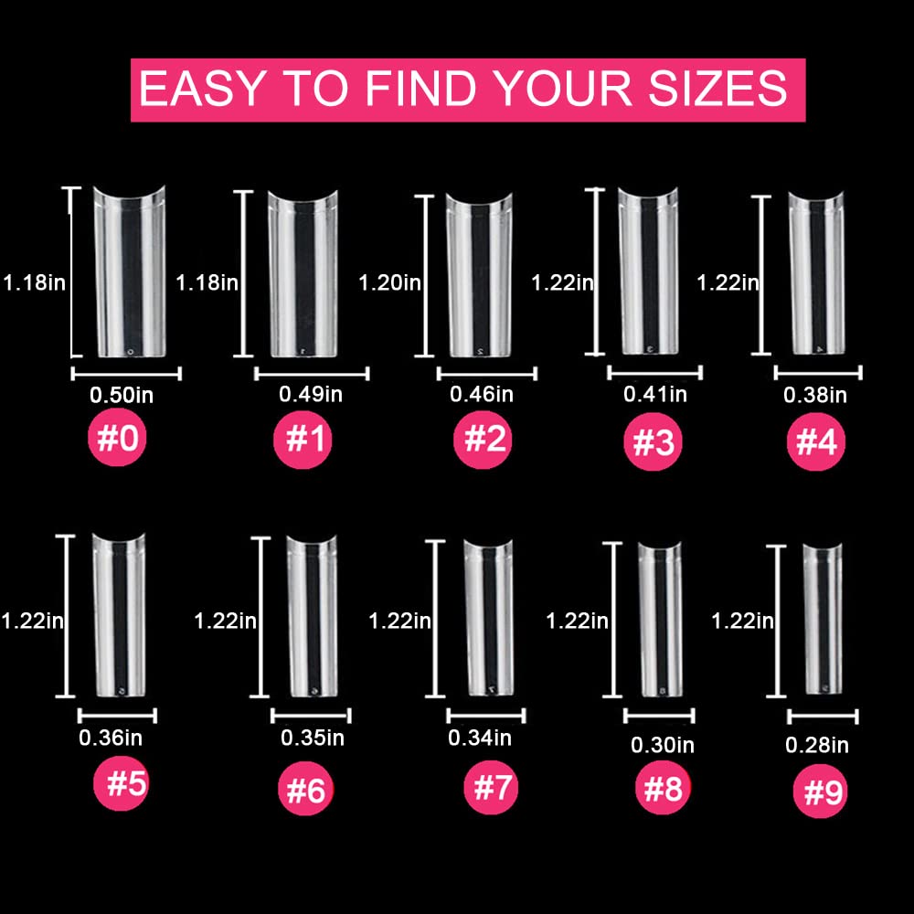 SWETIDY XL square no-C-curve tips for a natural look on long nails.