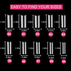 SWETIDY XL square no-C-curve tips for a natural look on long nails.