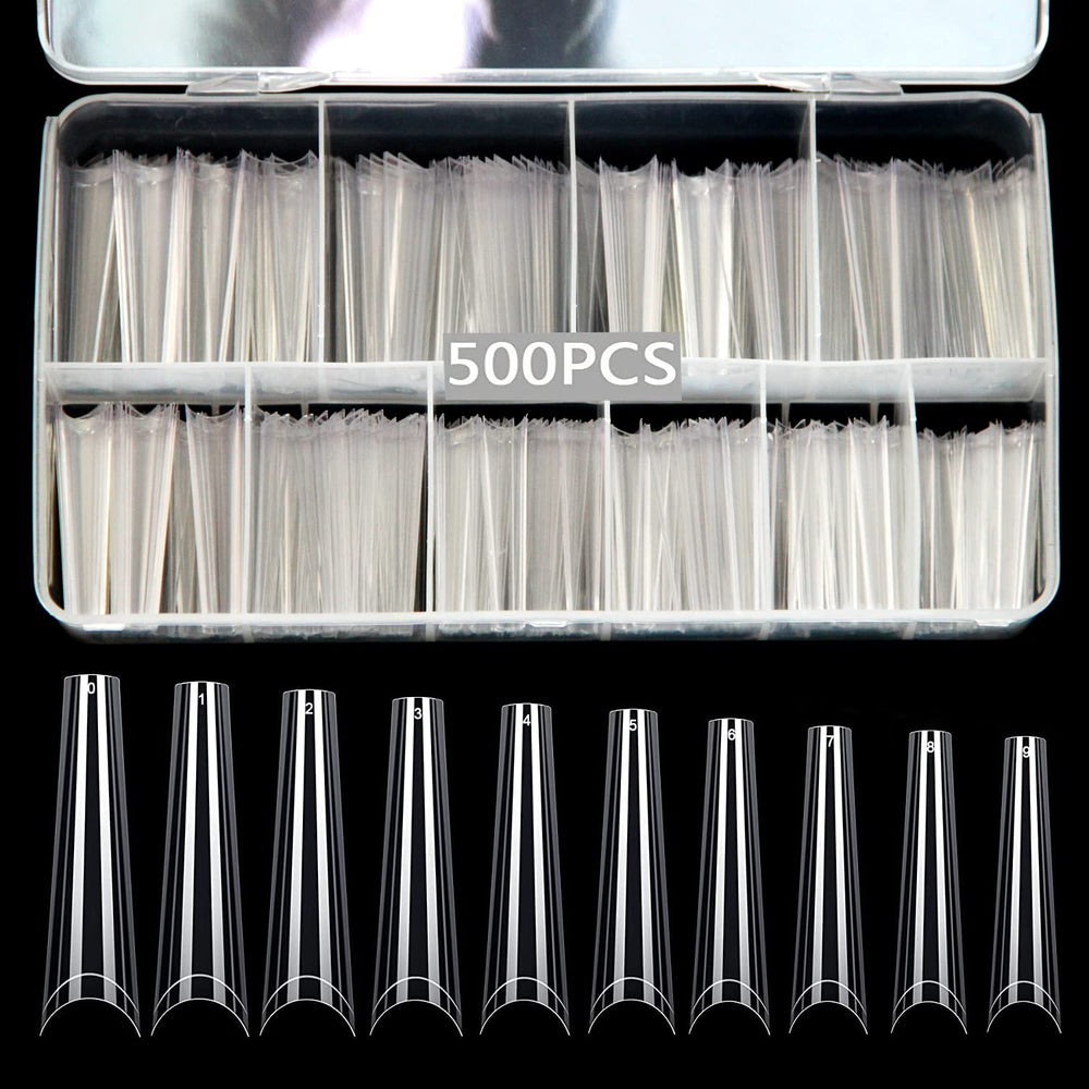 SWETIDY XXL no C Curve coffin tips 10 sizes showing versatile nail fit.