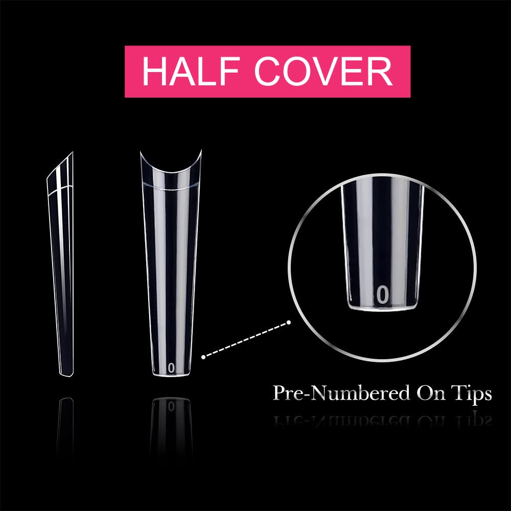 SWETIDY XXL coffin tips clear nails perfect for natural-looking nail art.