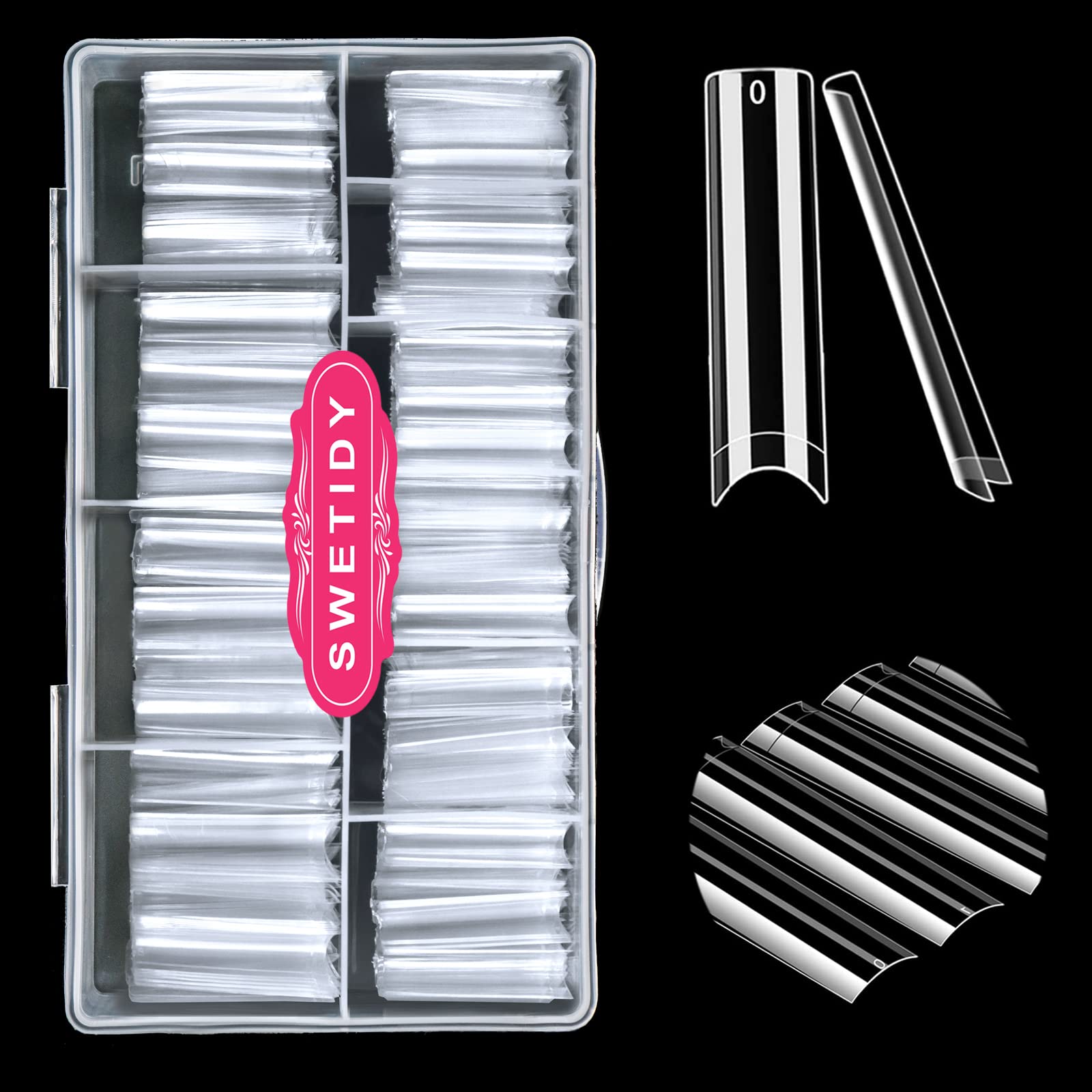 SWETIDY XXL No C Curve square nail tips pack for natural-looking extensions