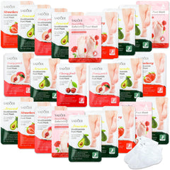 Swiffen 24 piece foot mask packaging shows full spa kit for at-home pampering