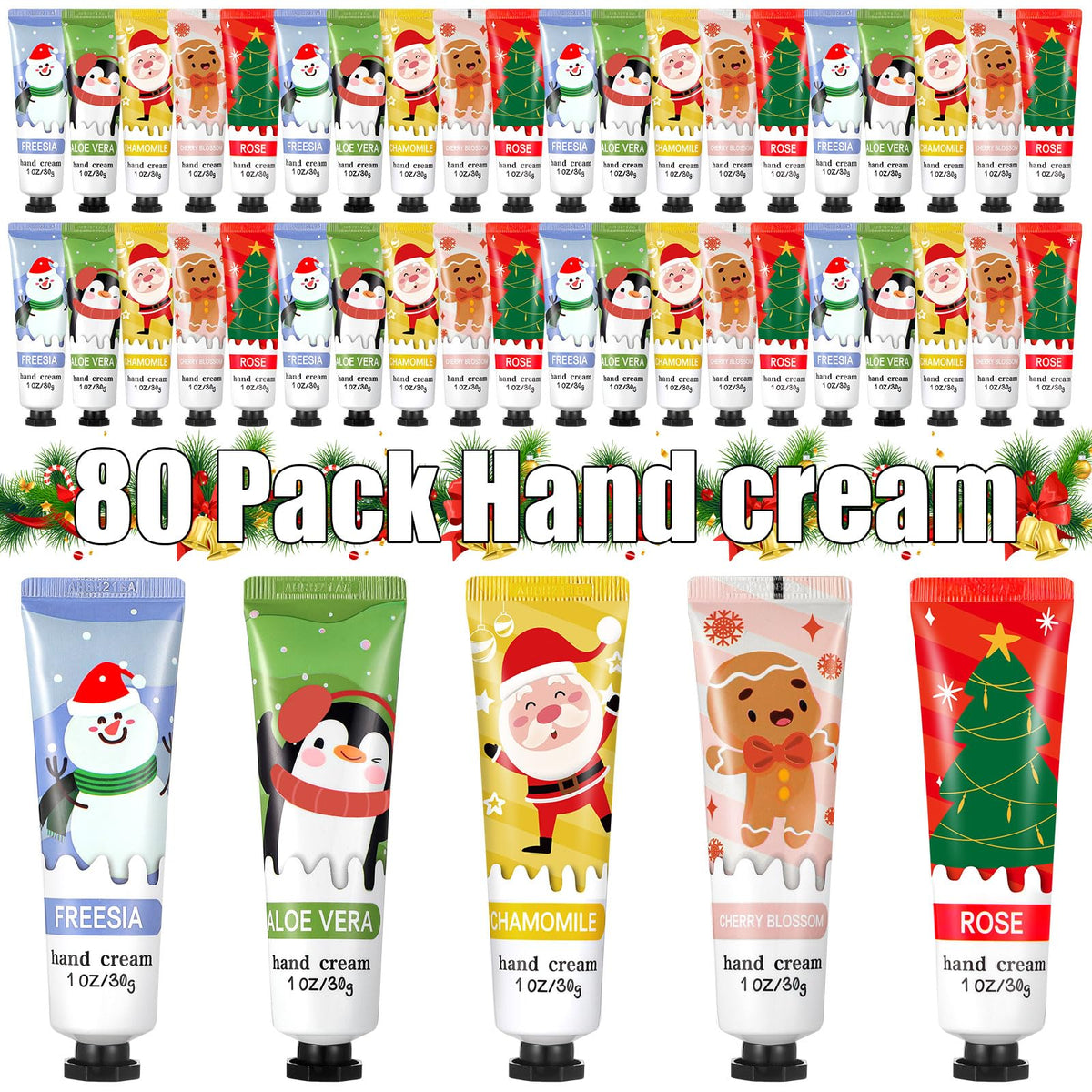 Swiffen 80-piece Christmas hand cream set packaging for gifting.