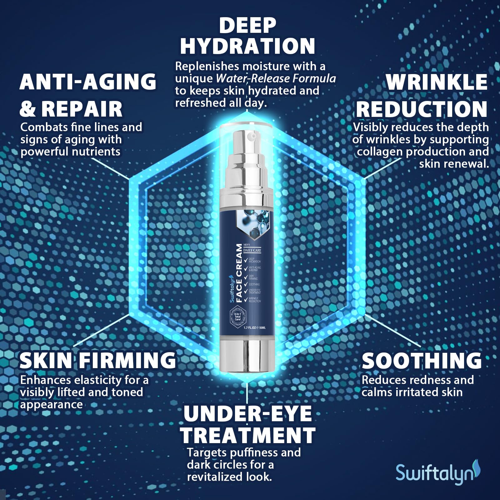 Retinol-infused Swiftalyn 6-in-1 cream supports radiance and even tone.