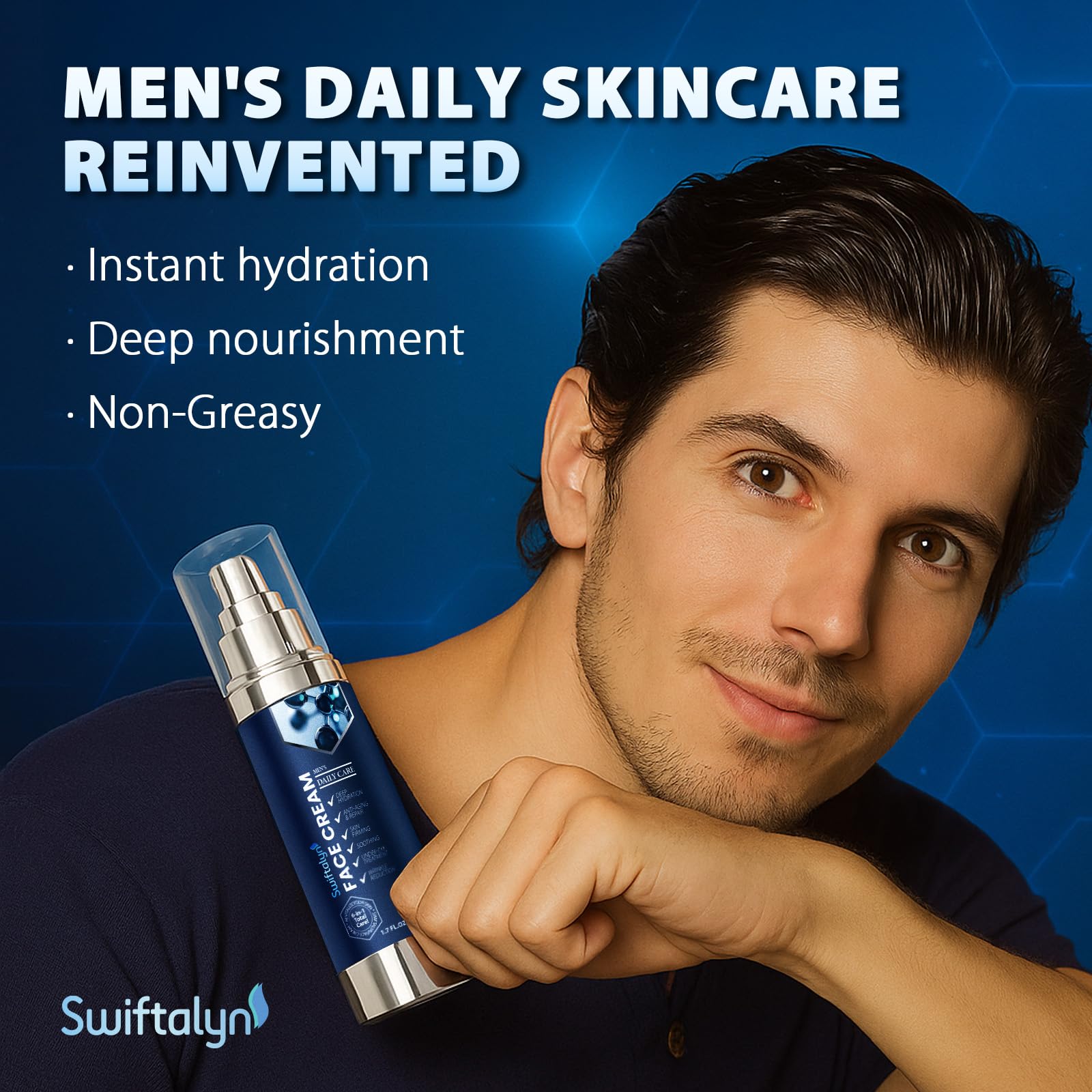Premium Swiftalyn 6-in-1 jar on display signals multi-benefit skincare