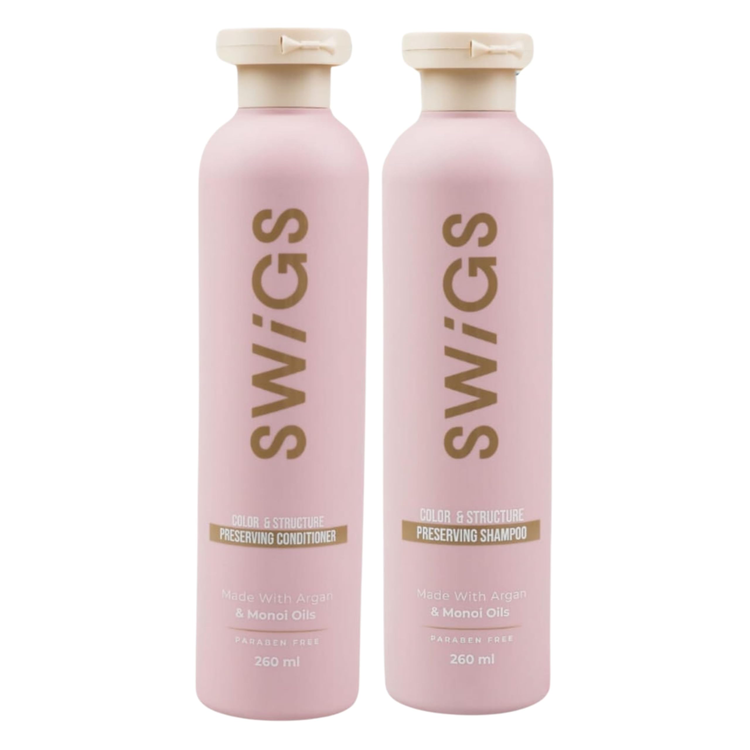 Swigs wig shampoo bottle highlighting color-safe cleansing for wigs.