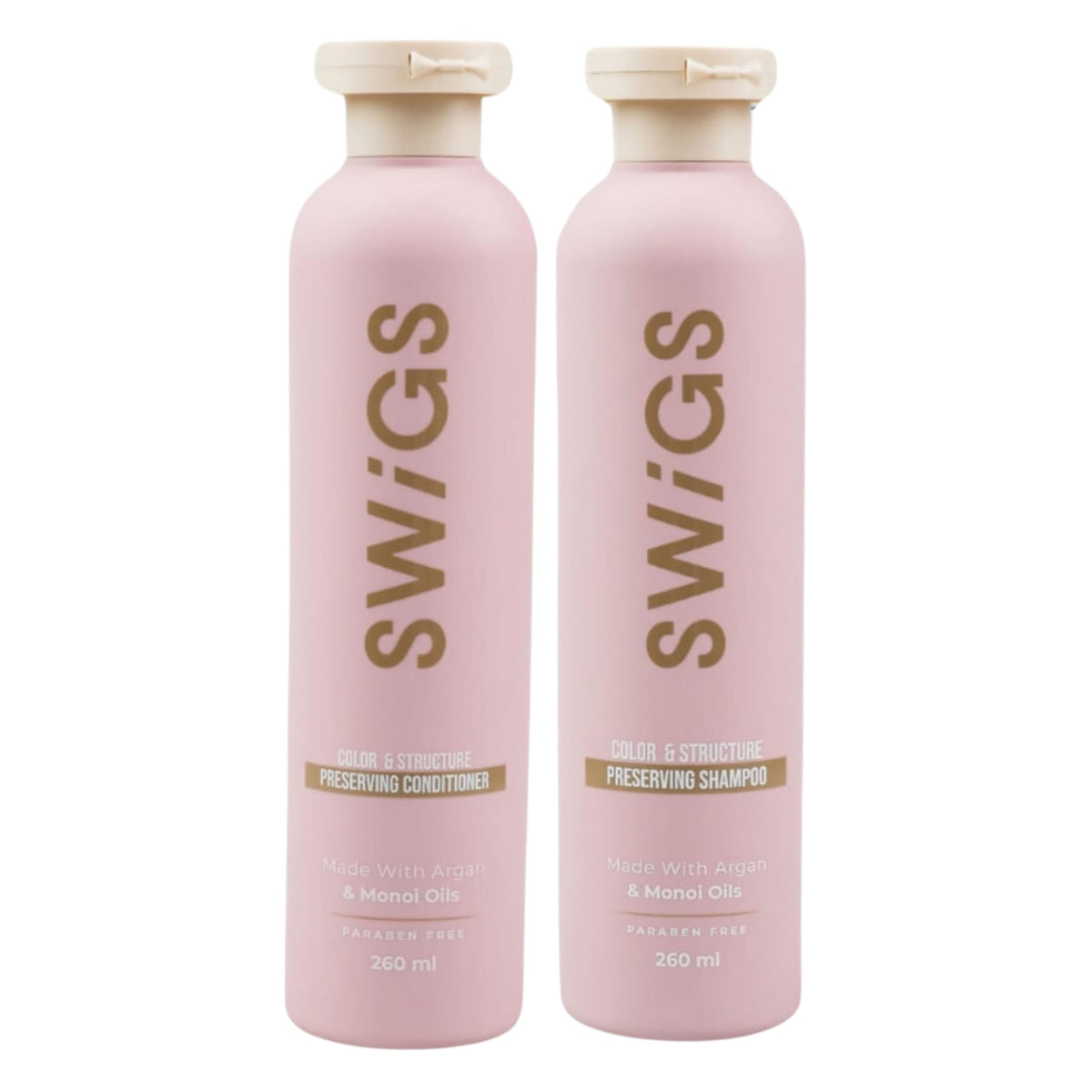 Swigs wig shampoo bottle highlighting color-safe cleansing for wigs.