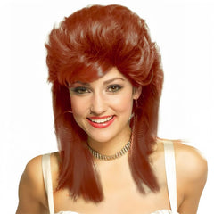 Swiking orange mullet wig front view shows vibrant ombre for cosplay and parties.