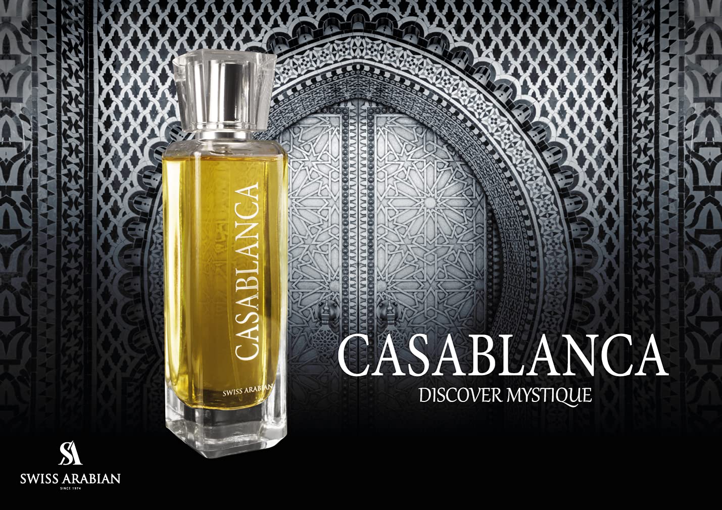 Swiss Arabian Casablanca bottle open view reveals premium fragrance.