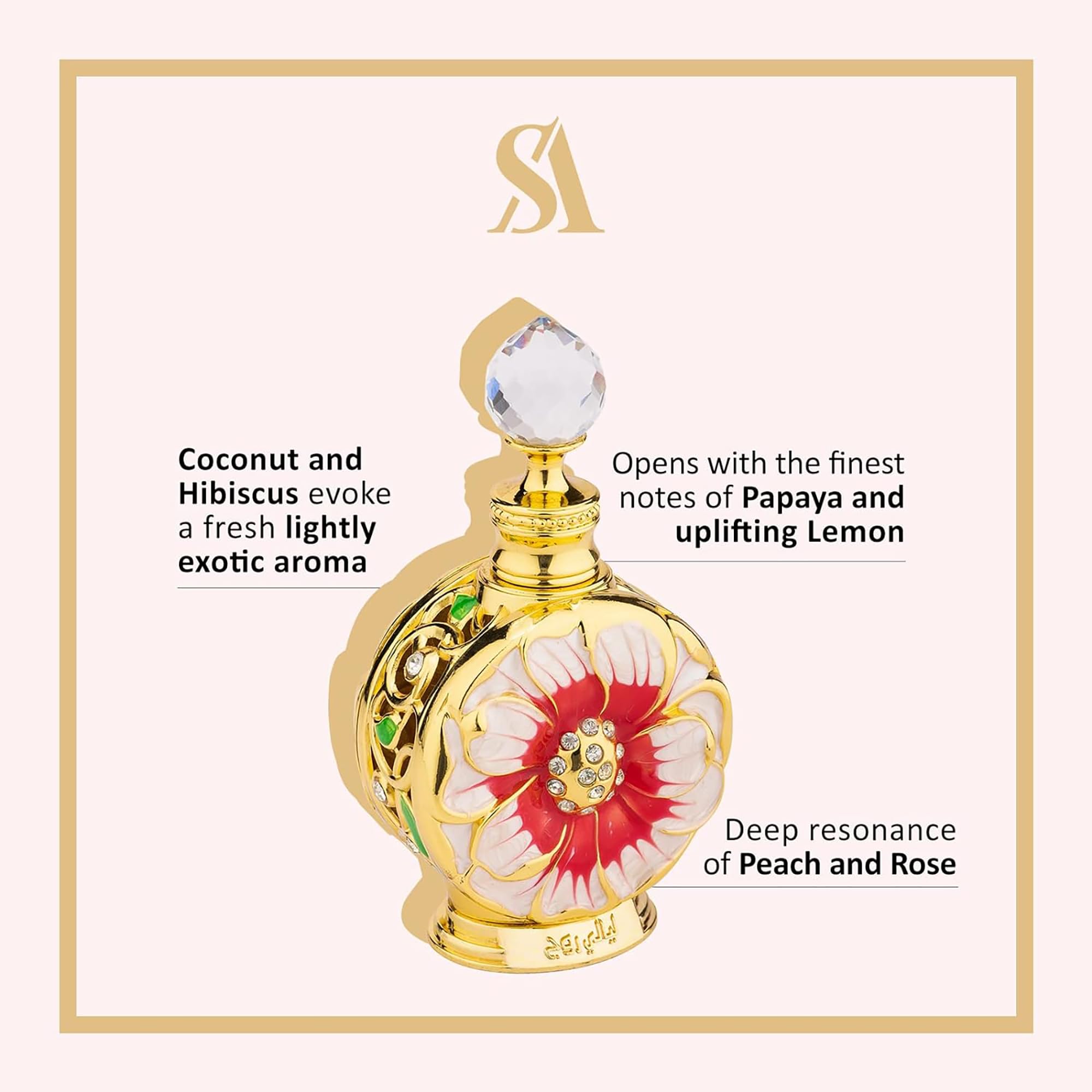 Close-up showing precise application of Layali Rouge perfume oil on skin.