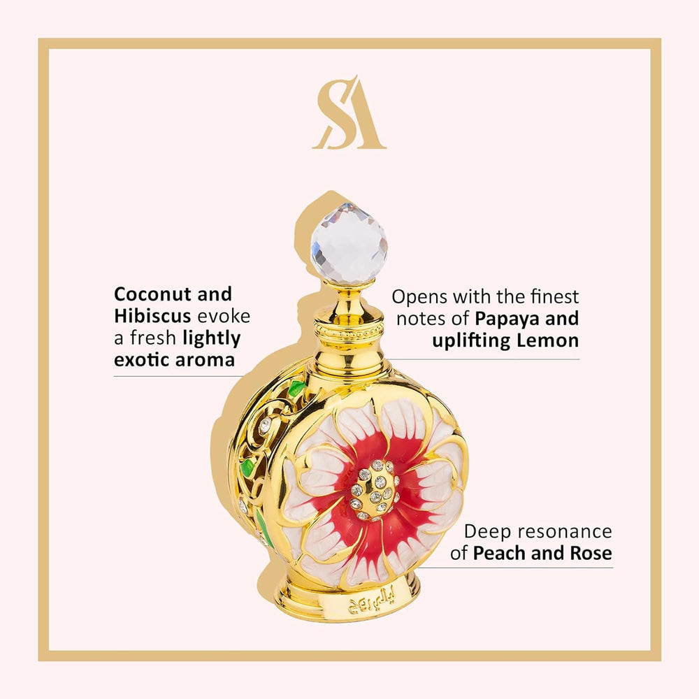 Close-up showing precise application of Layali Rouge perfume oil on skin.