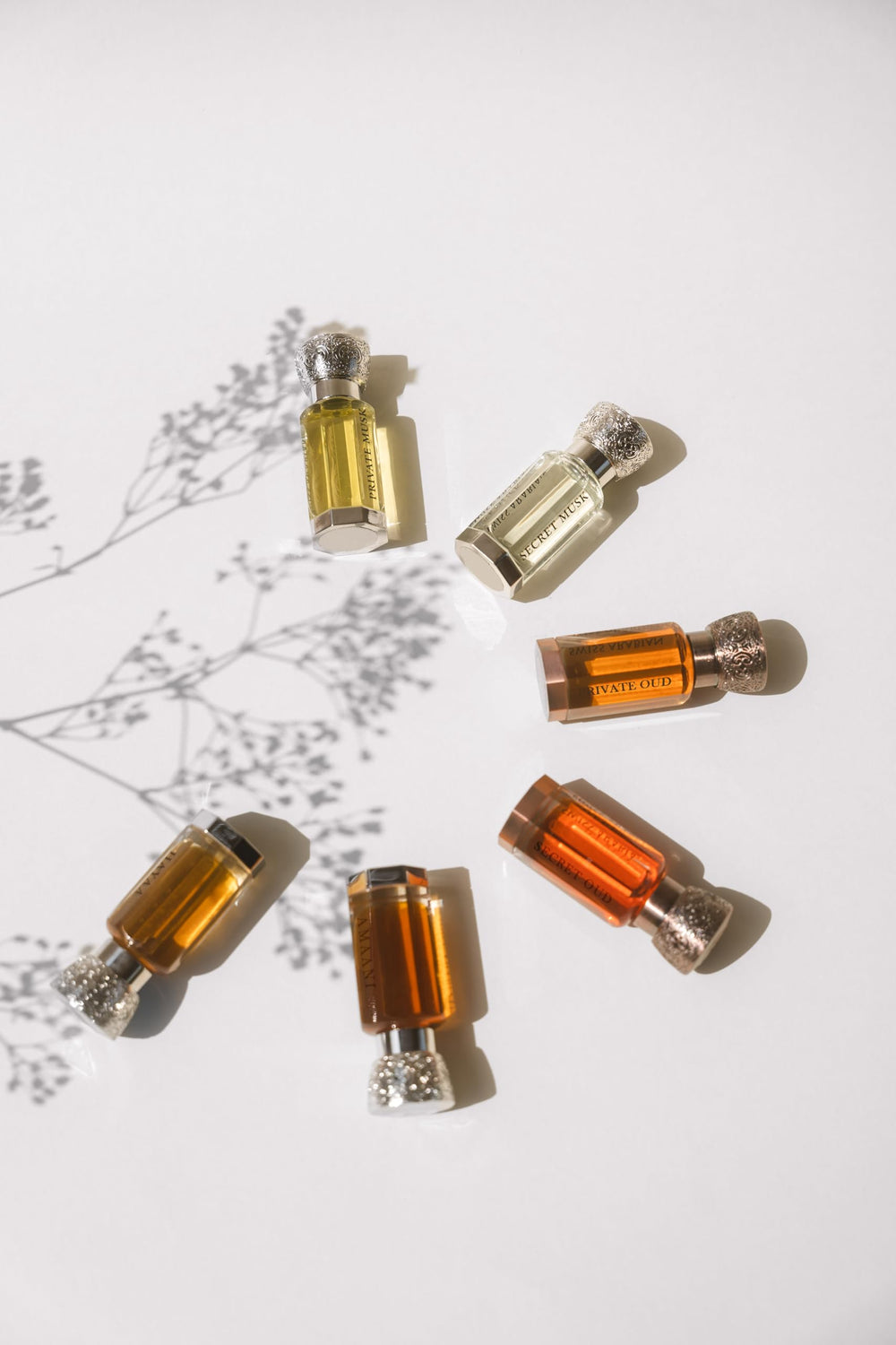 Swiss Arabian Private Musk attar-style presentation emphasizes handcrafted, traditional perfumery craft.