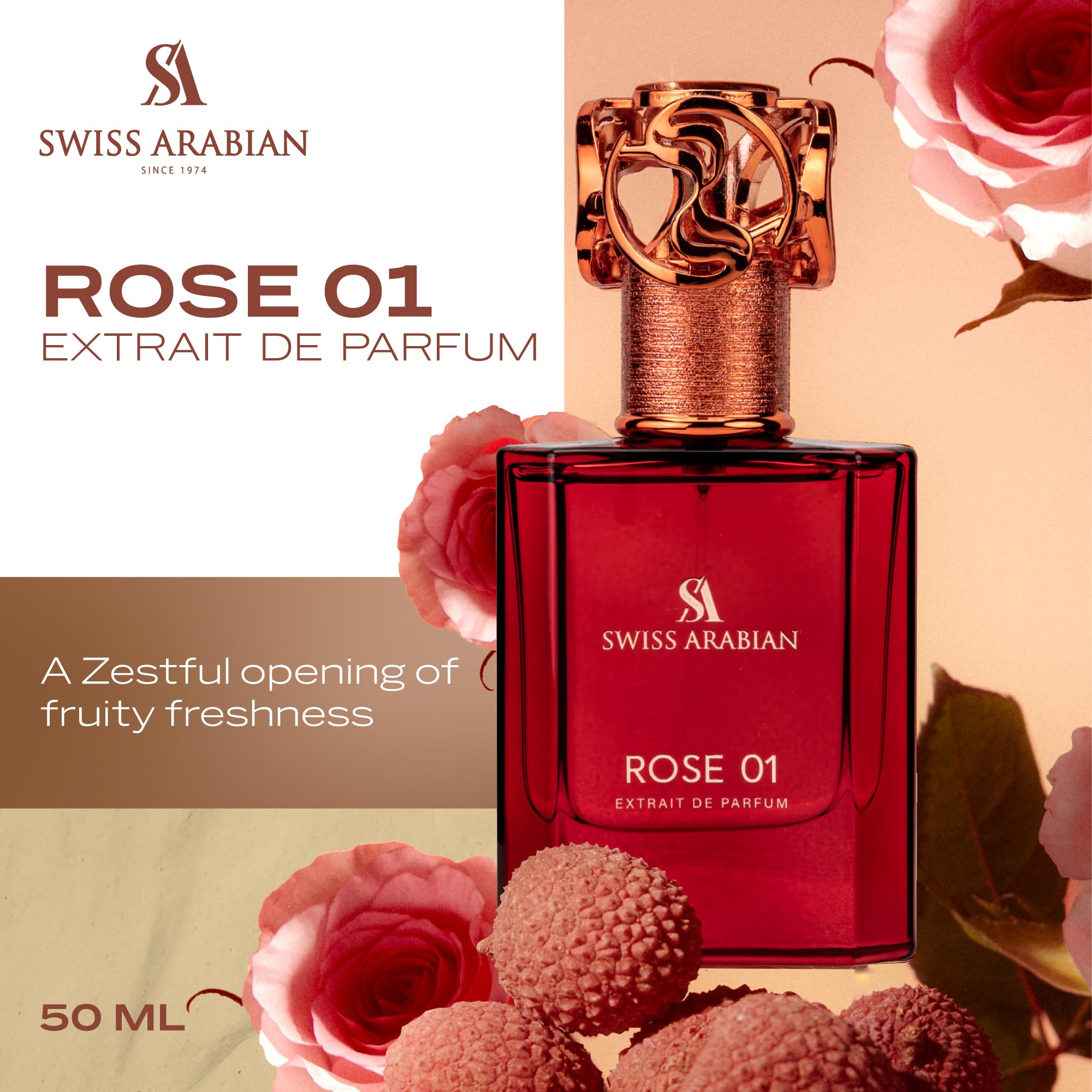 Swiss Arabian Rose 01 sprayer dispense shows easy application for all-day scent.