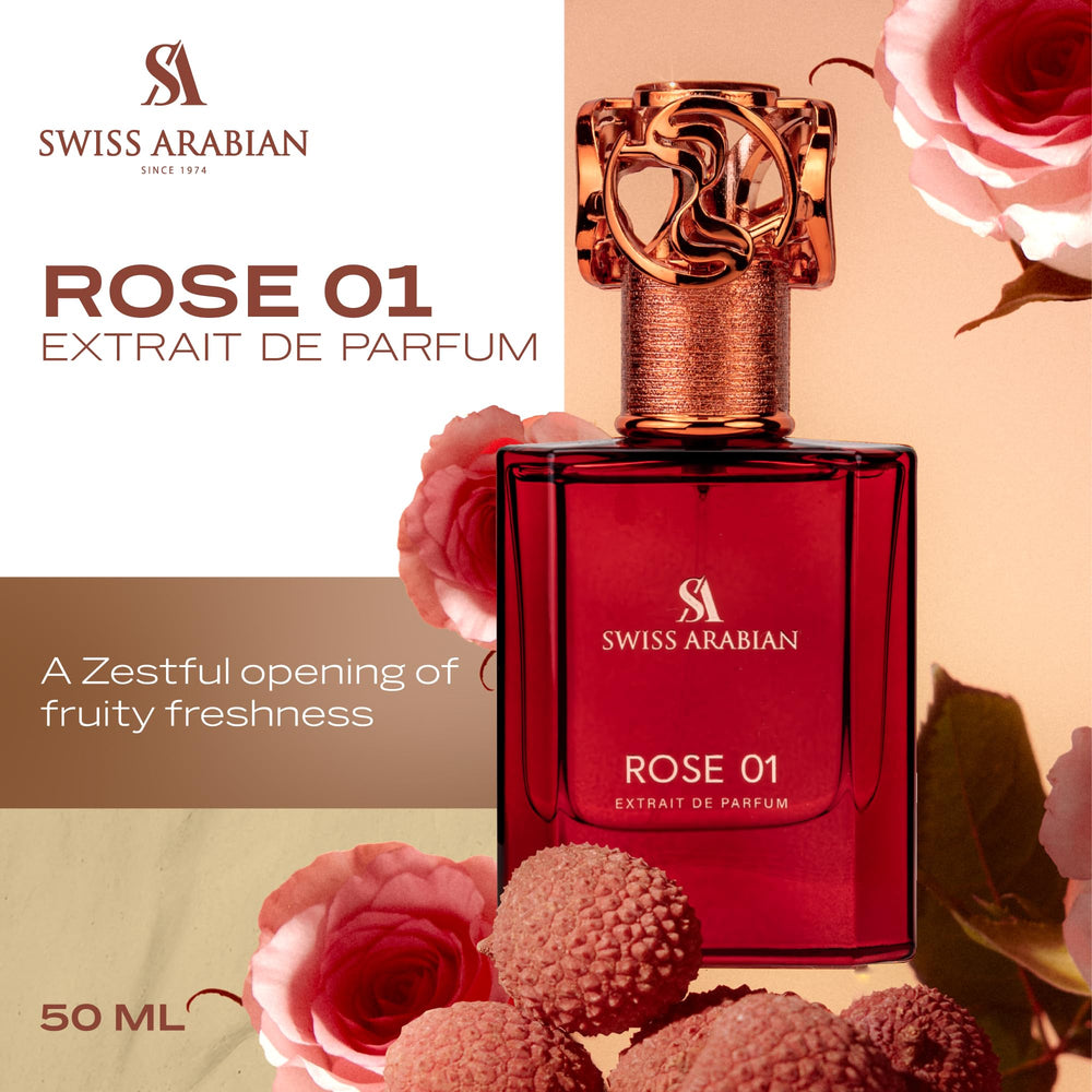 Swiss Arabian Rose 01 sprayer dispense shows easy application for all-day scent.