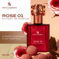 Swiss Arabian Rose 01 sprayer dispense shows easy application for all-day scent.