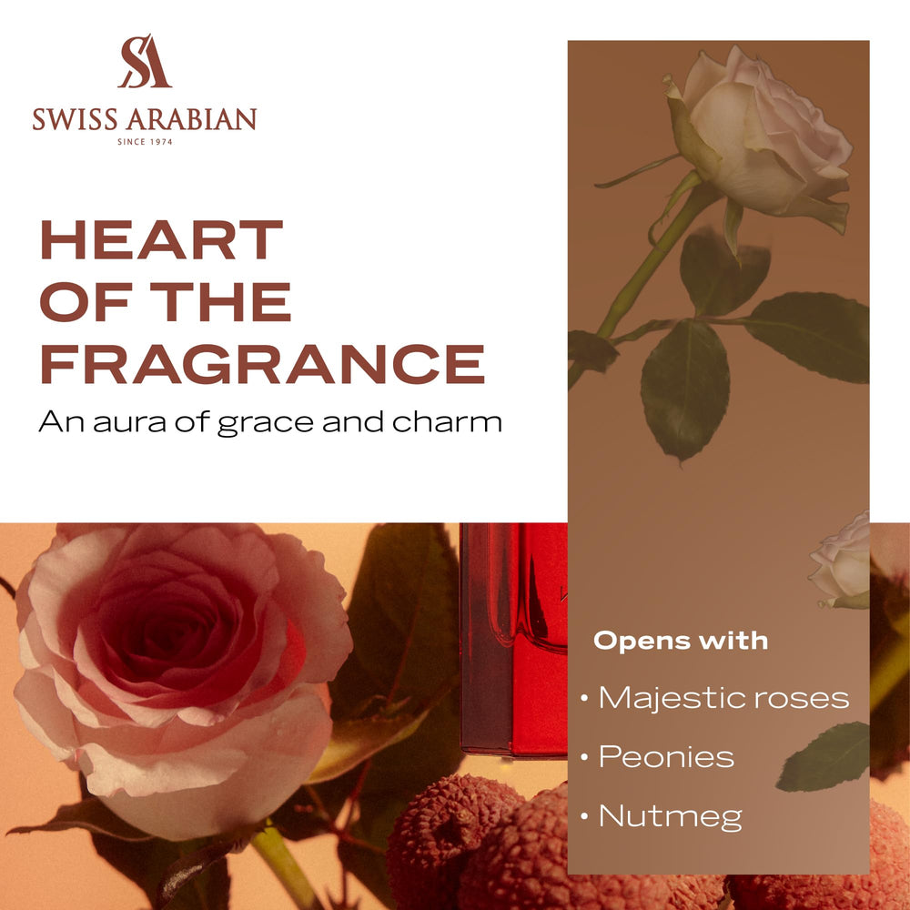 Swiss Arabian Rose 01 vanilla musk ambience evokes luxurious warmth for evenings.