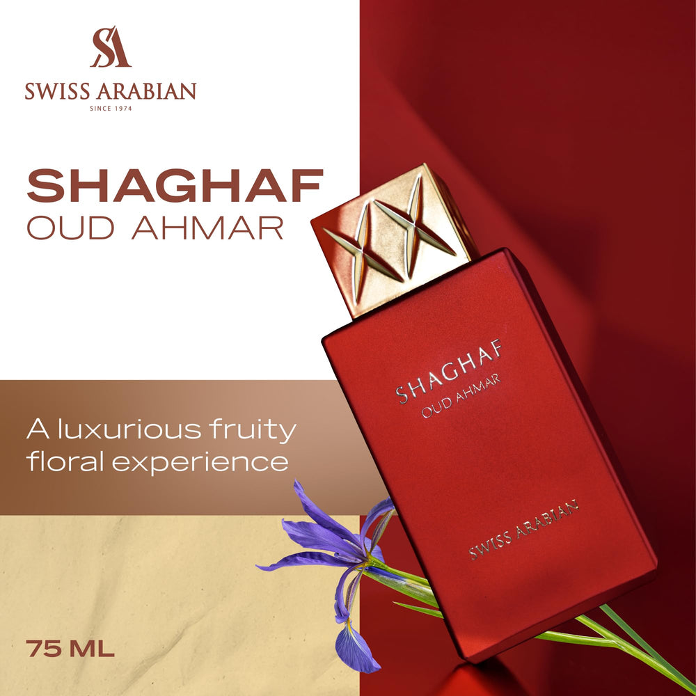 Swiss Arabian Shaghaf Oud Ahmar amber juice glow signaling long-lasting fragrance